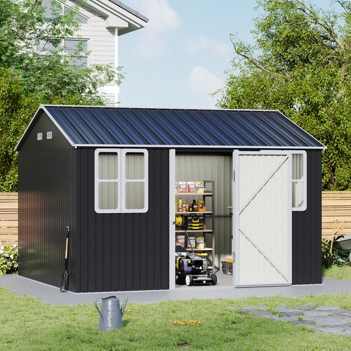 12x10ft metal garden shed apex - metal,
