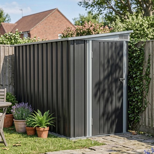 Galvanised metal garden shed - galvanised,
